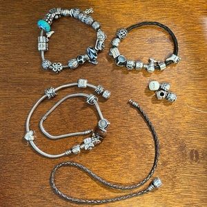 HUGE Pandora Charm Lot with 35+ Charms and Four Bands!